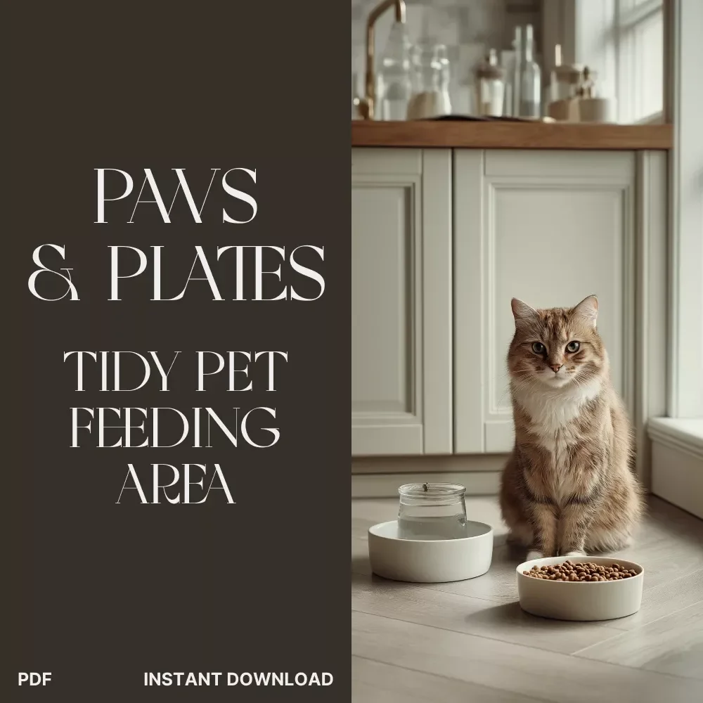 Paws & Plates: Mastering the Art of a Tidy Pet Feeding Area | Digital eBook for Pet Owners | Tips for Organizing Pet Feeding Area | Pet Care & Home Organization Guide
