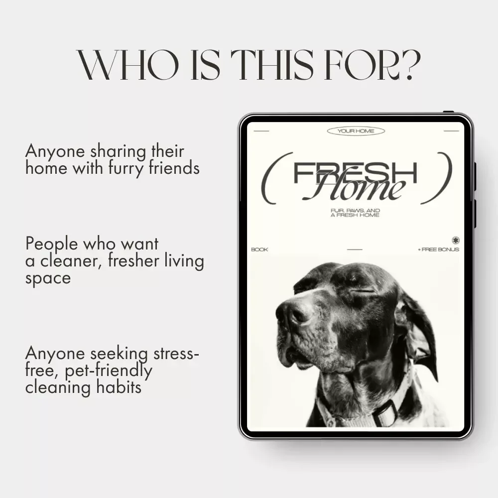 Fur, Paws, and a Fresh Home – How to Clean with Pets in the House | Digital Cleaning Guide for Pet Owners, eBook for Pet-Friendly Homes, Step-by-Step Pet Cleaning Routine