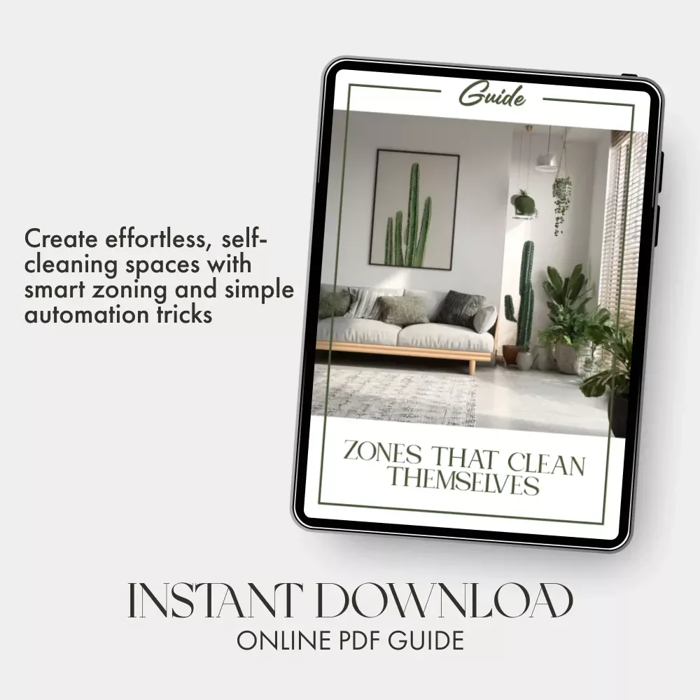 Zones That Clean Themselves | How to Create Zones for Easier Cleaning | Digital Home Organization Guide, Smart Cleaning System eBook, AI Cleaning Checklist