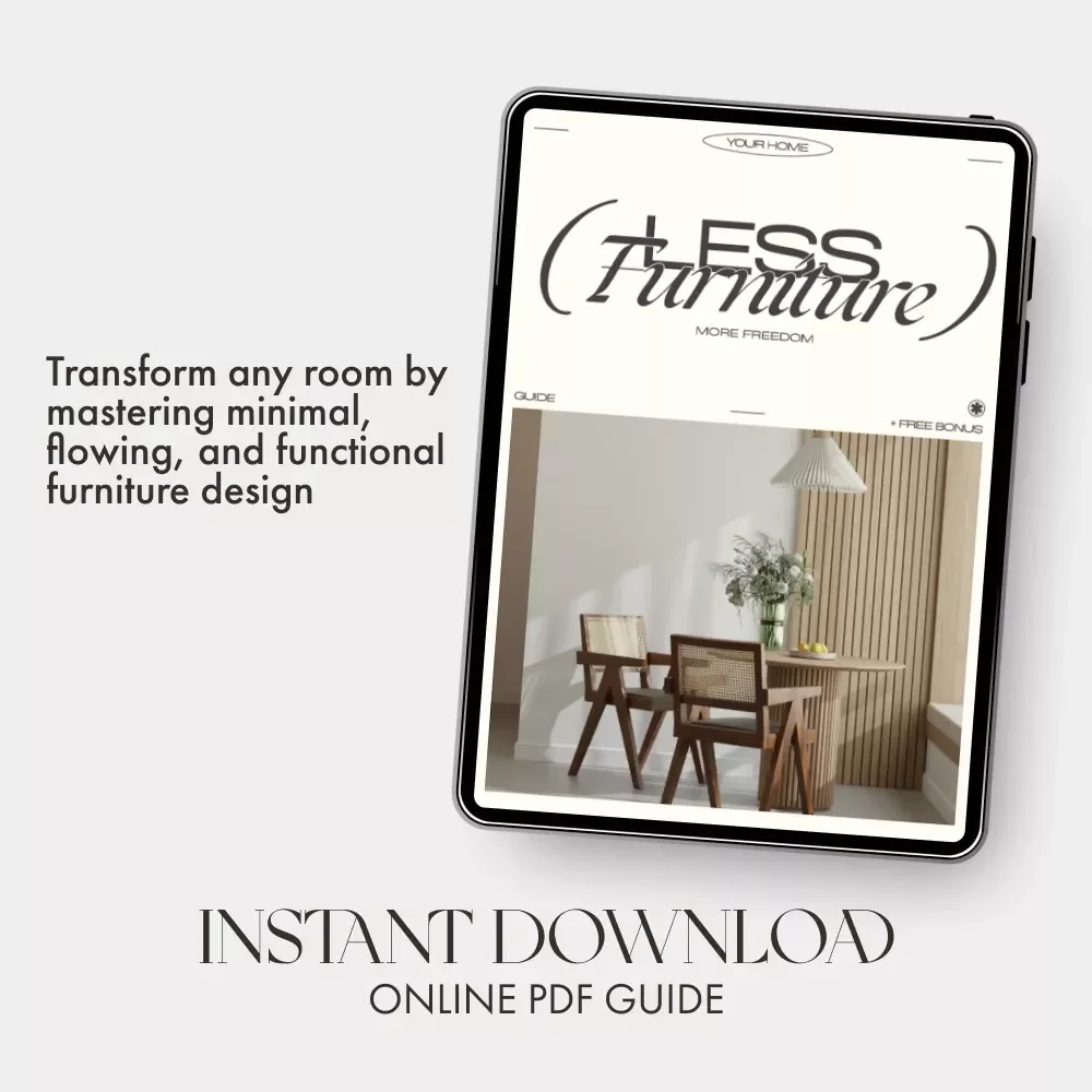 Less Furniture More Freedom | Minimalist Home Design Guide for How to Layout Furniture to Maximize Open Space | Digital Download eBook for Effortless Room Flow & Light Living