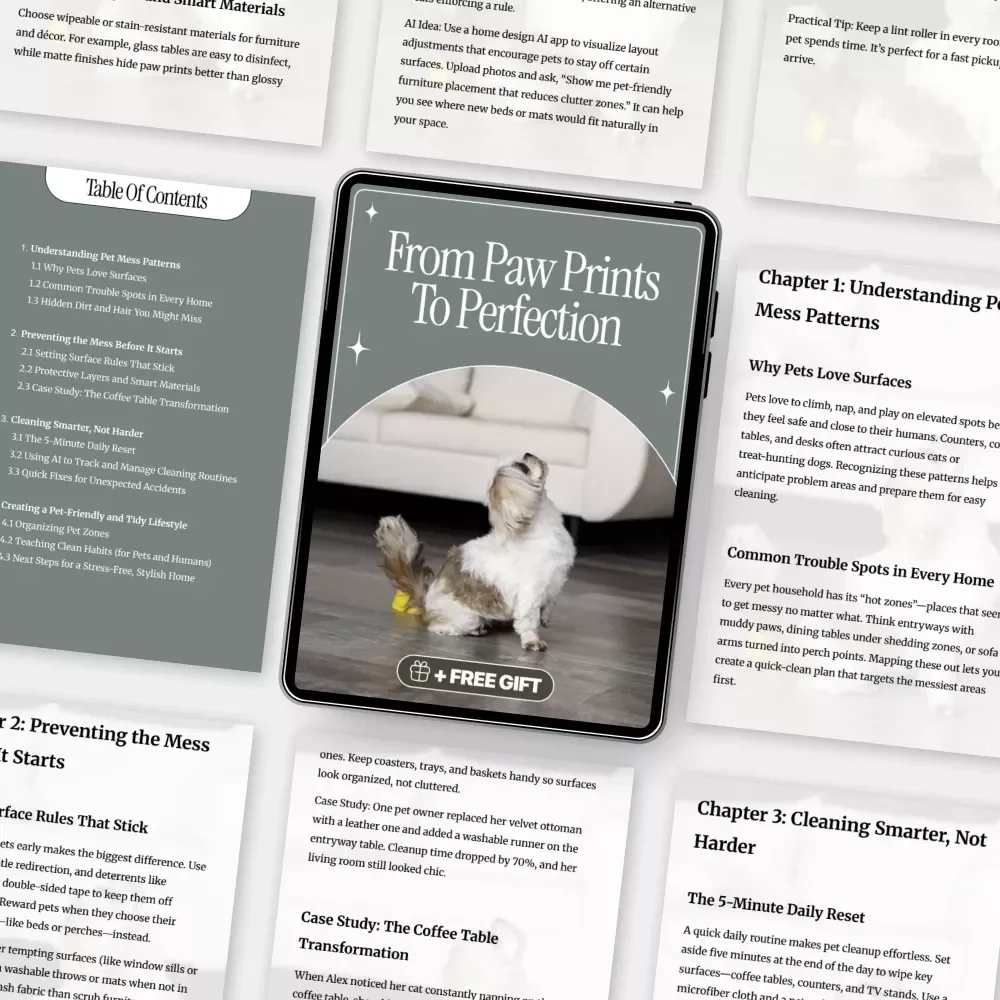 From Paw Prints to Perfection | The Ultimate Guide on How to Maintain Tidy Surfaces with Pets | Digital Download for Pet Owners