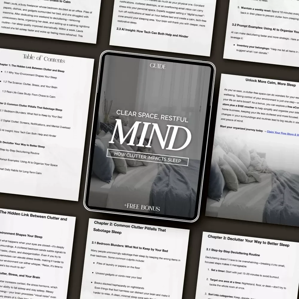 Clear Space, Restful Mind: How Clutter Impacts Sleep | Digital Decluttering Guide for Better Rest, Stress Relief & Calm Living | eBook on How Clutter Affects Sleep