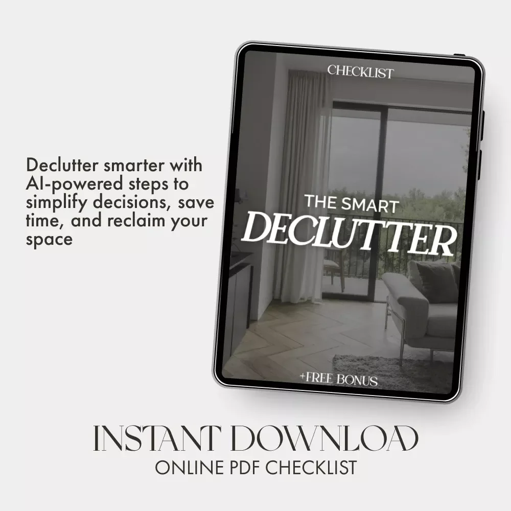 The Smart Declutter Checklist | Digital Download Guide for Using AI to Decide What to Keep, Donate, or Repurpose | Home Organization & Mindful Minimalism