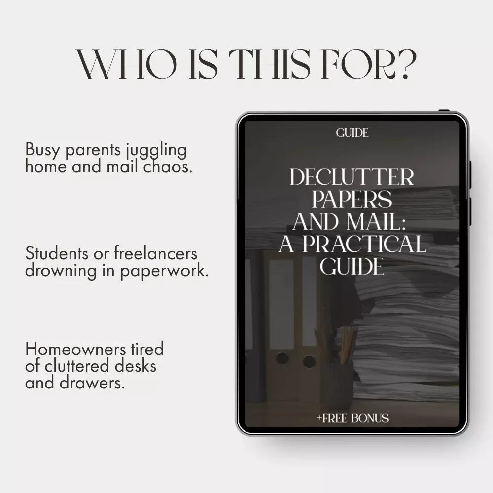 Declutter Papers and Mail: A Practical Guide | How to Declutter Papers and Mail | Digital Download Guide for Paper Organization & Home Office Simplification
