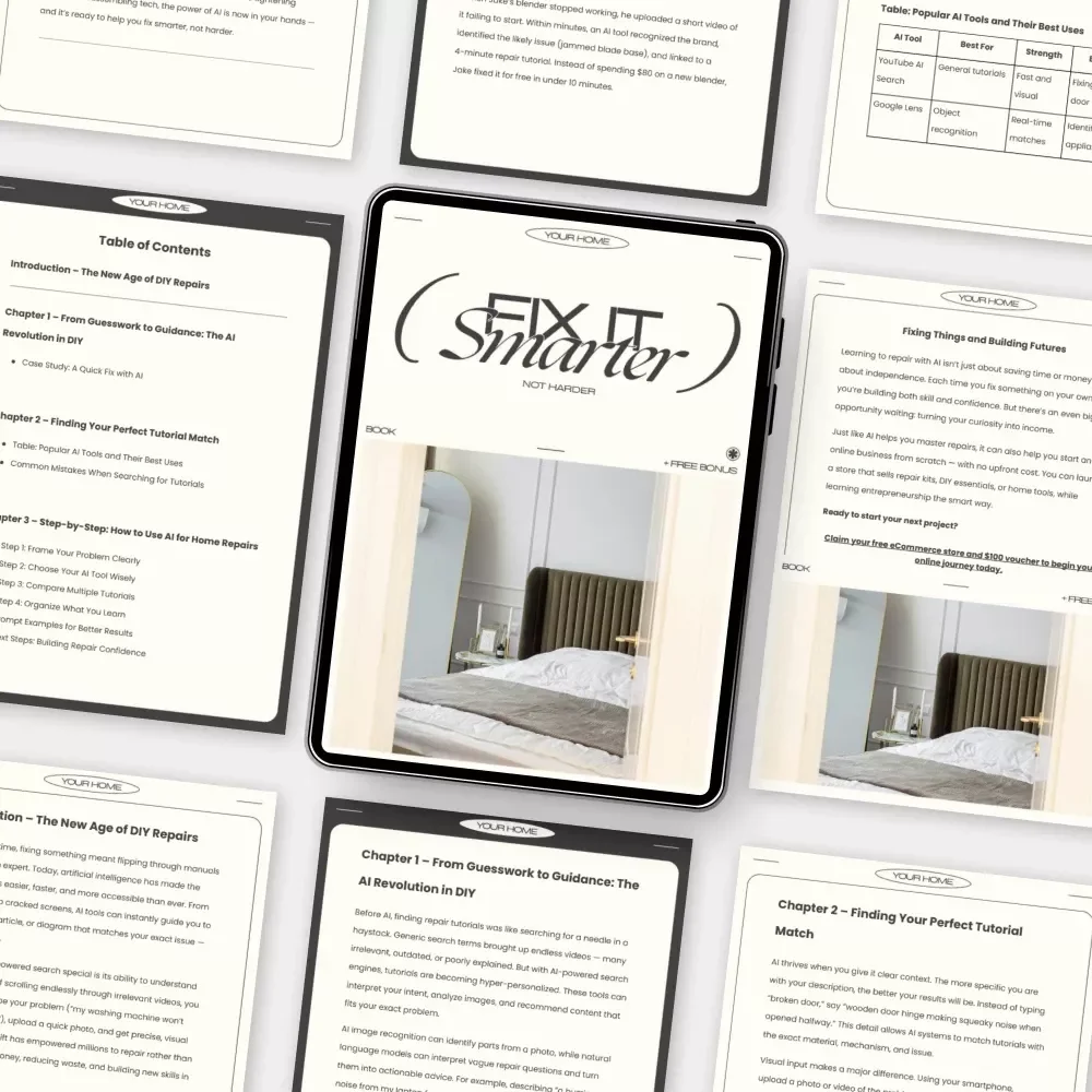 Fix It Smarter Not Harder – AI-Powered DIY Repair eBook | Learn How to Use AI to Find DIY Repair Tutorials & Master Home Fixes Fast