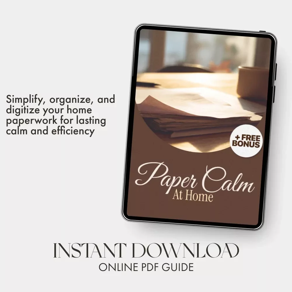 Paper Calm at Home | Digital Decluttering Guide, Printable Filing System, Home Office Organization, eBook for Paper Management, Minimalist Digital Download