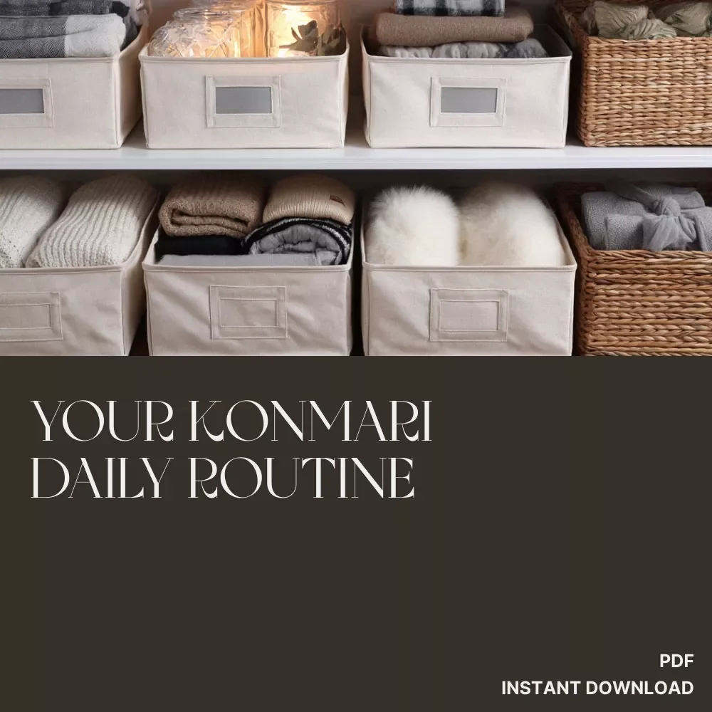 Your KonMari Daily Routine Checklist | Best Way to Follow KonMari Method Daily | Digital Download Minimalist Guide for Mindful Tidying and Joyful Living