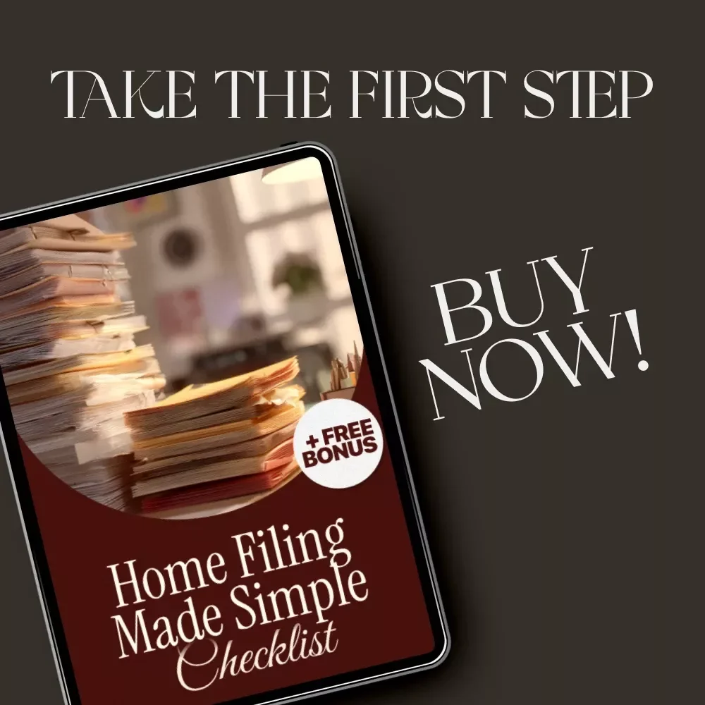 Home Filing Made Simple Checklist | Printable Home Organization Guide | Paperwork Decluttering eBook | Digital Download for Household File System