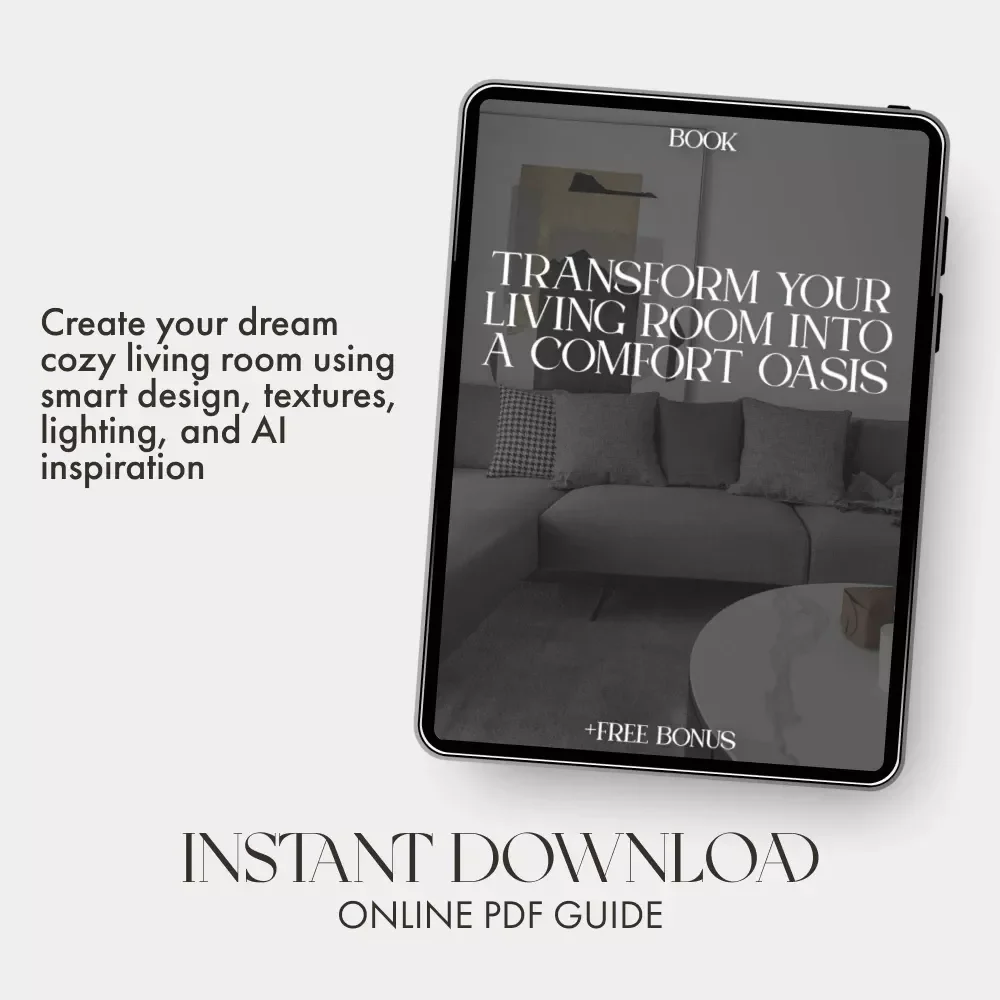 Transform Your Living Room into a Comfort Oasis | Cozy Living Room Design eBook | Home Decor Tips for Cozy Living Room Inspiration & AI Styling Guide