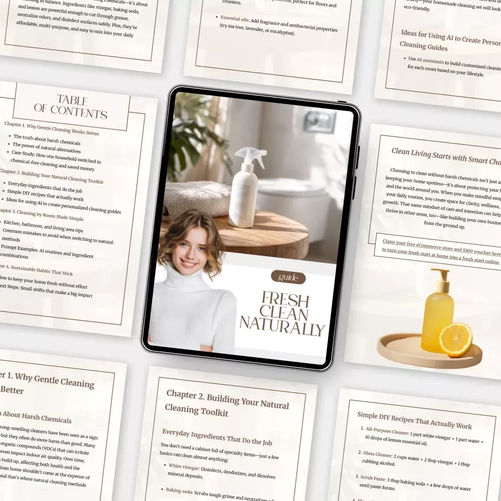 Fresh Clean Naturally | Digital Guide on How to Clean Without Harsh Chemicals | Eco-Friendly Cleaning eBook for a Healthier Home