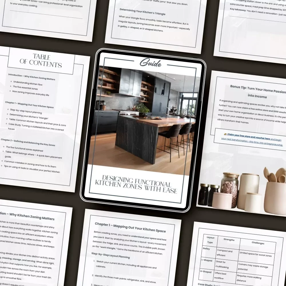 Designing Functional Kitchen Zones with Ease | How to Create Functional Kitchen Zones | Printable Home Organization & Kitchen Design Guide (Digital Download)