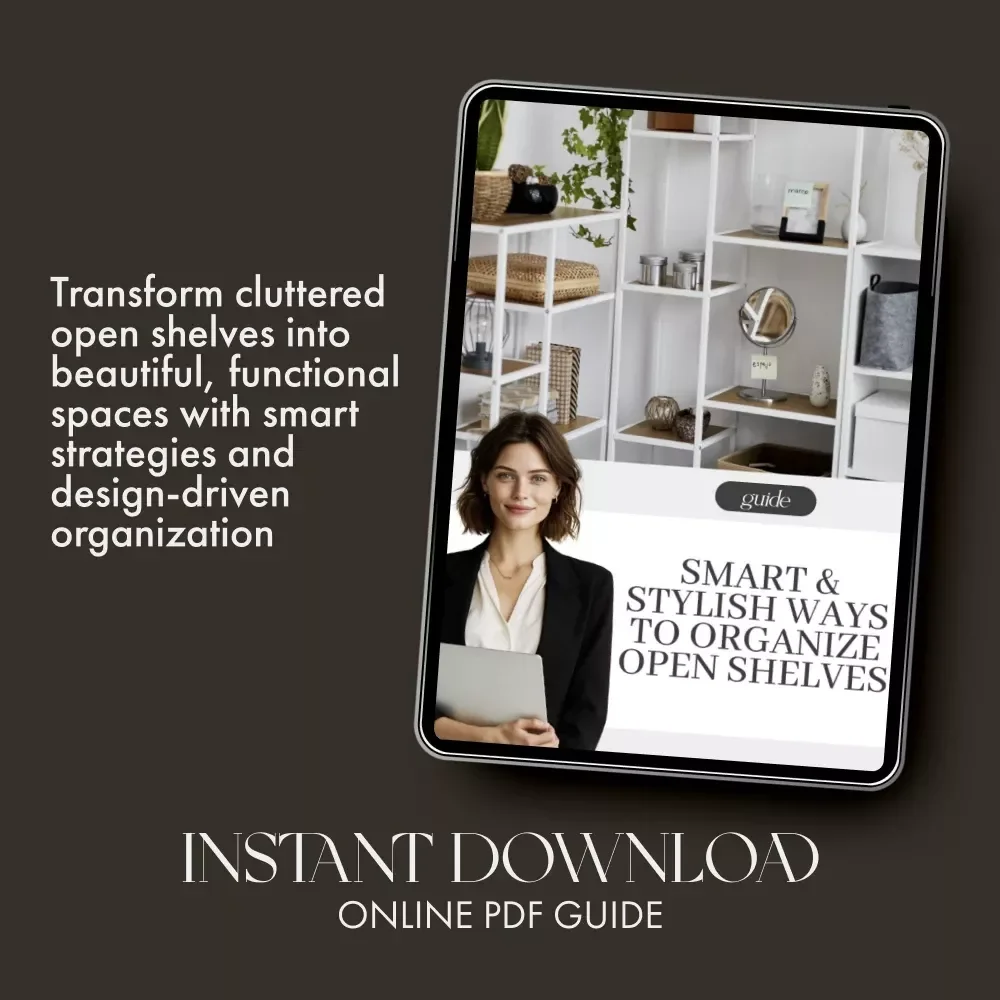 Smart & Stylish Ways to Organize Open Shelves | Minimalist Home Decor Guide | Digital Download for Modern Organization & Shelf Styling