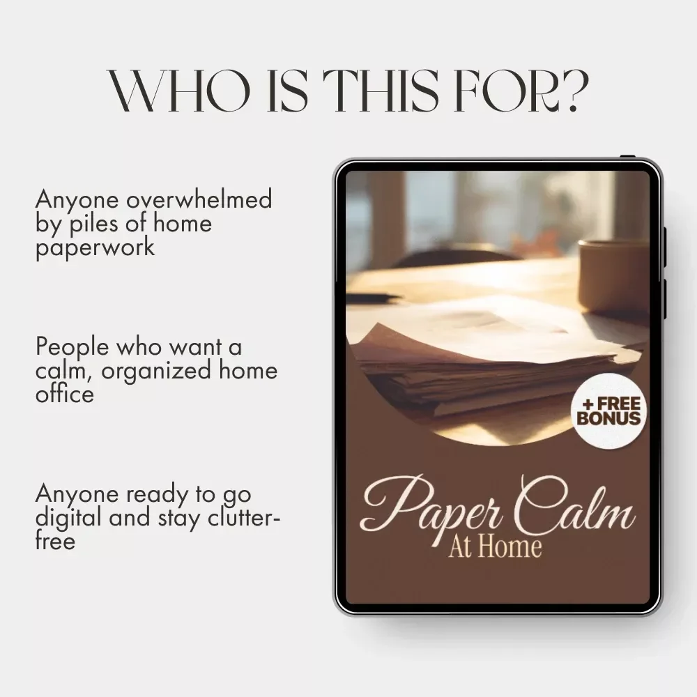 Paper Calm at Home | Digital Decluttering Guide, Printable Filing System, Home Office Organization, eBook for Paper Management, Minimalist Digital Download