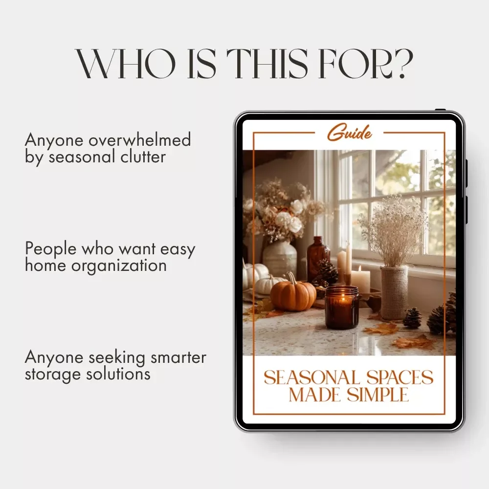 Seasonal Spaces Made Simple | Smart Guide to Organize & Store Seasonal Décor | Digital Download eBook for Home Storage, Decluttering, and Seasonal Rotation