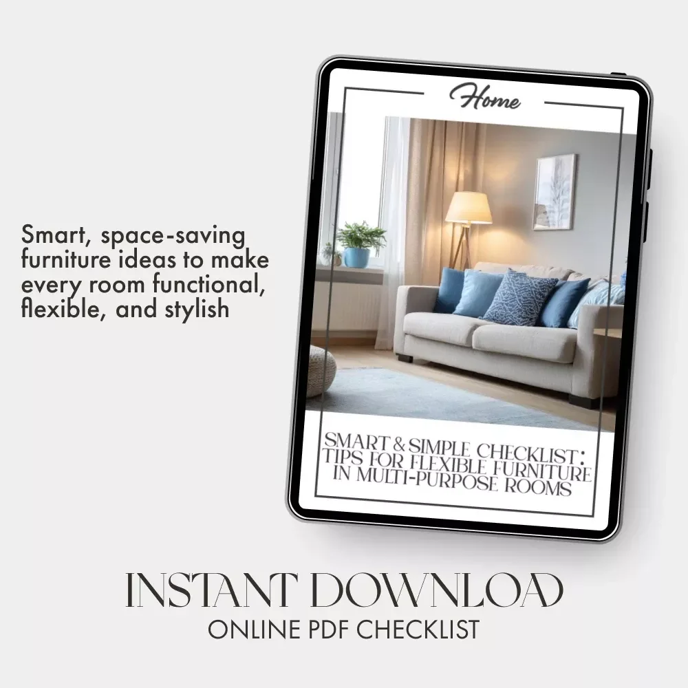 Tips for Flexible Furniture in Multi-Purpose Rooms | Printable Home Design Checklist for Small Spaces, Apartment Living & Interior Styling Guide | Digital Download