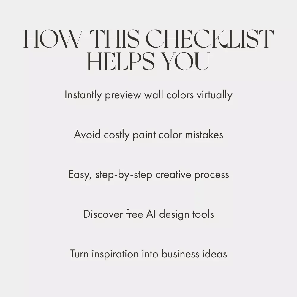 Your AI Room Color Visualization Checklist | Digital Home Design Guide | Paint Color Planner for Interior Design Lovers | Instant Download