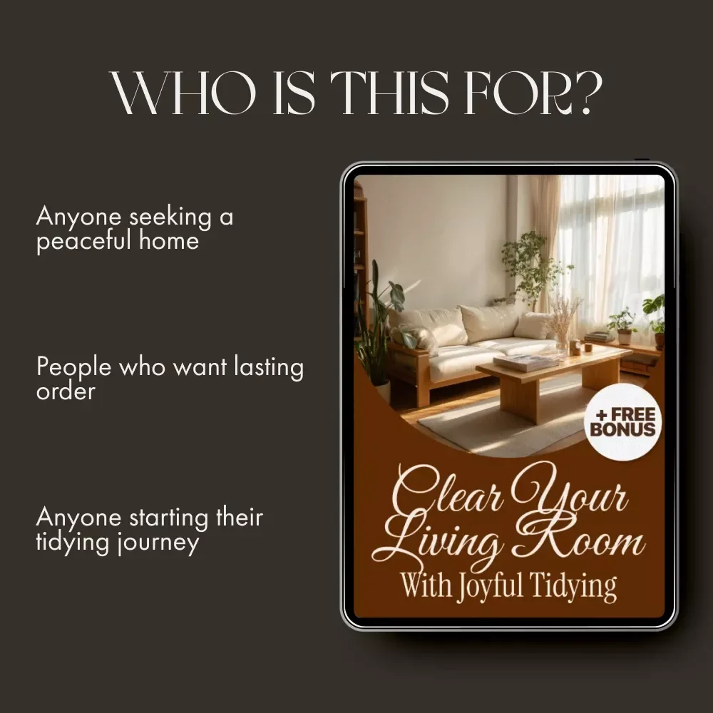 Clear Your Living Room with Joyful Tidying | KonMari Living Room Guide | Digital Download for Home Decluttering | How to Start KonMari in Living Room