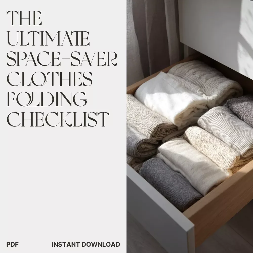The Ultimate Space-Saver Clothes Folding Checklist | Digital Download Guide for How to Fold Clothes for Maximum Space | Travel, Closet & Drawer Organization Printable