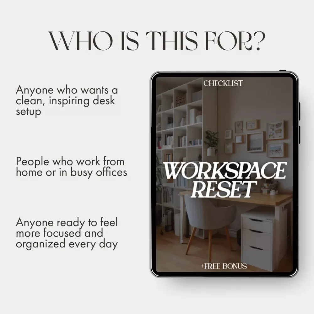 Workspace Reset Checklist | Printable Office Organization Guide | Digital Download for Decluttering, Productivity, and Focus