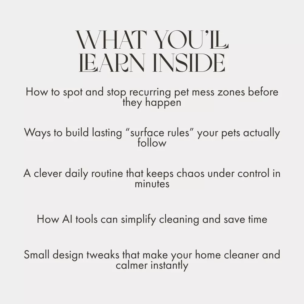 From Paw Prints to Perfection | The Ultimate Guide on How to Maintain Tidy Surfaces with Pets | Digital Download for Pet Owners