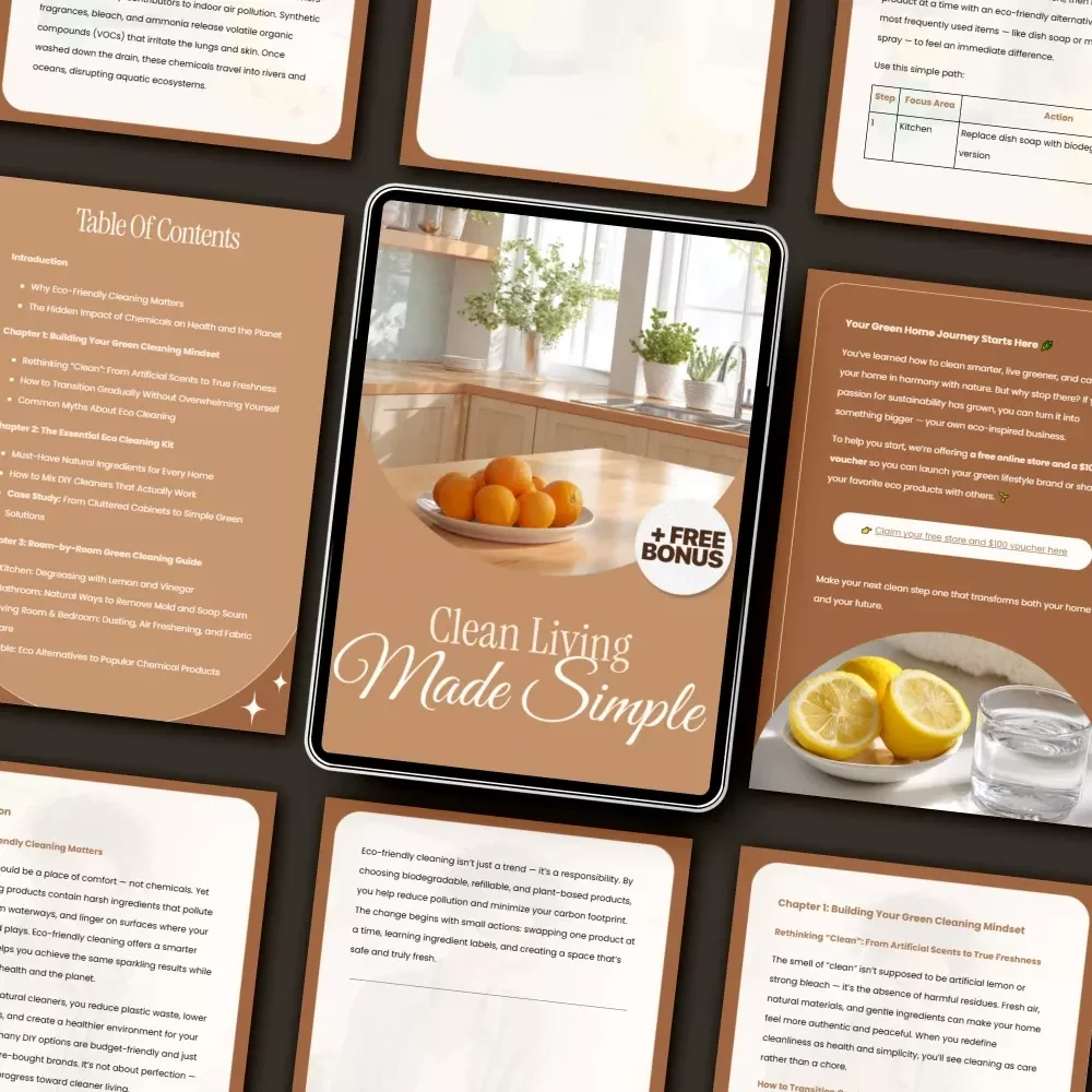 Clean Living Made Simple | Eco Friendly Cleaning Tips eBook for a Greener, Healthier Home | Digital Download Sustainable Cleaning Guide