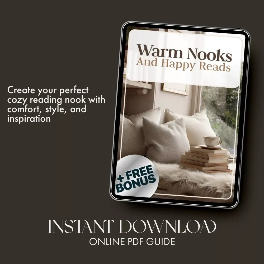 Warm Nooks and Happy Reads | Cozy Reading Corner eBook Guide | How to Make Reading Corner Cozy | Digital Home Décor Inspiration for Book Lovers