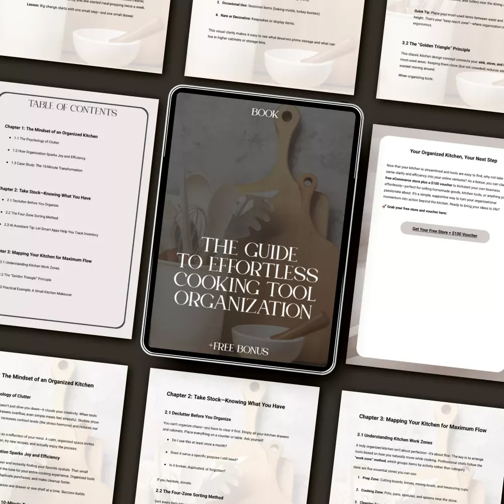 The Guide to Effortless Cooking Tool Organization | How to Organize Your Kitchen Tools Efficiently | Minimalist Kitchen eBook for Home Cooks, Chefs & Organizers | Digital Download