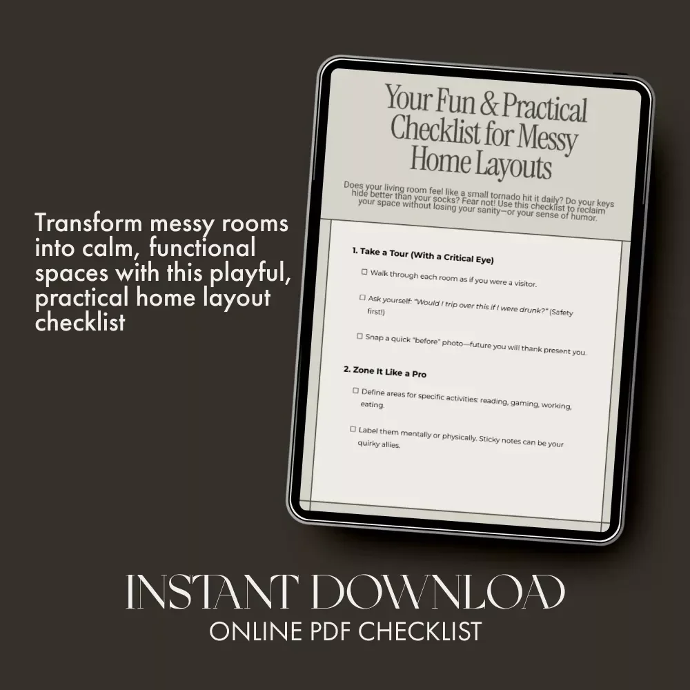 Your Fun & Practical Checklist for Messy Home Layouts | Digital Download | what to do when home layout causes mess | Home Organization Guide for Real-Life Spaces