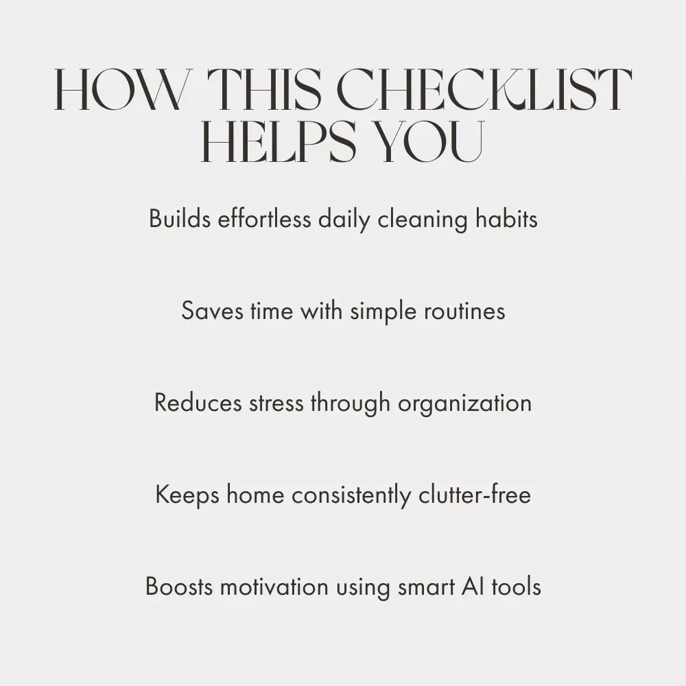 Clean Living Made Easy | Digital Cleaning Guide, Daily Routine Checklist & AI Cleaning Planner for a Tidy, Organized Home