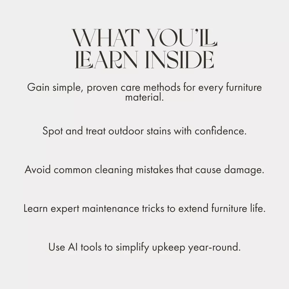 Sparkling Spaces: How to Care for Your Patio Furniture | Ultimate Guide for How to Clean Outdoor Furniture and Patio | Digital Download eBook for Homeowners & DIY Enthusiasts