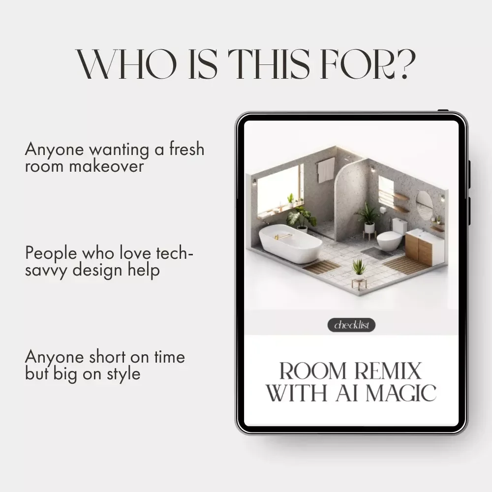 Room Remix with AI Magic | Interior Design Checklist | How to Use AI to Suggest Furniture Arrangement | Digital Download Home Design Guide
