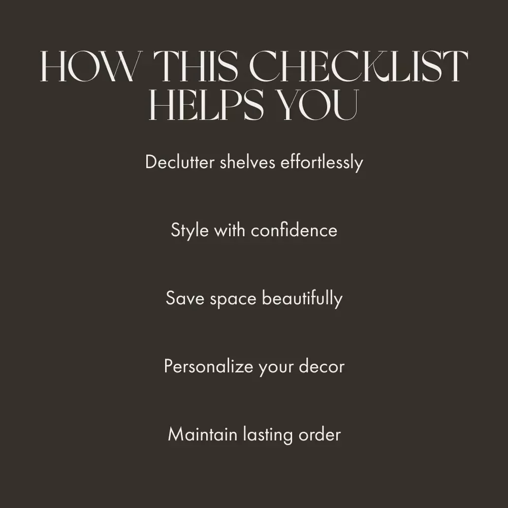 The Beautifully Organized Bookshelf Checklist | Minimalist Home Decor Guide | Digital Download eBook for Shelf Styling, Decluttering & Interior Design Lovers