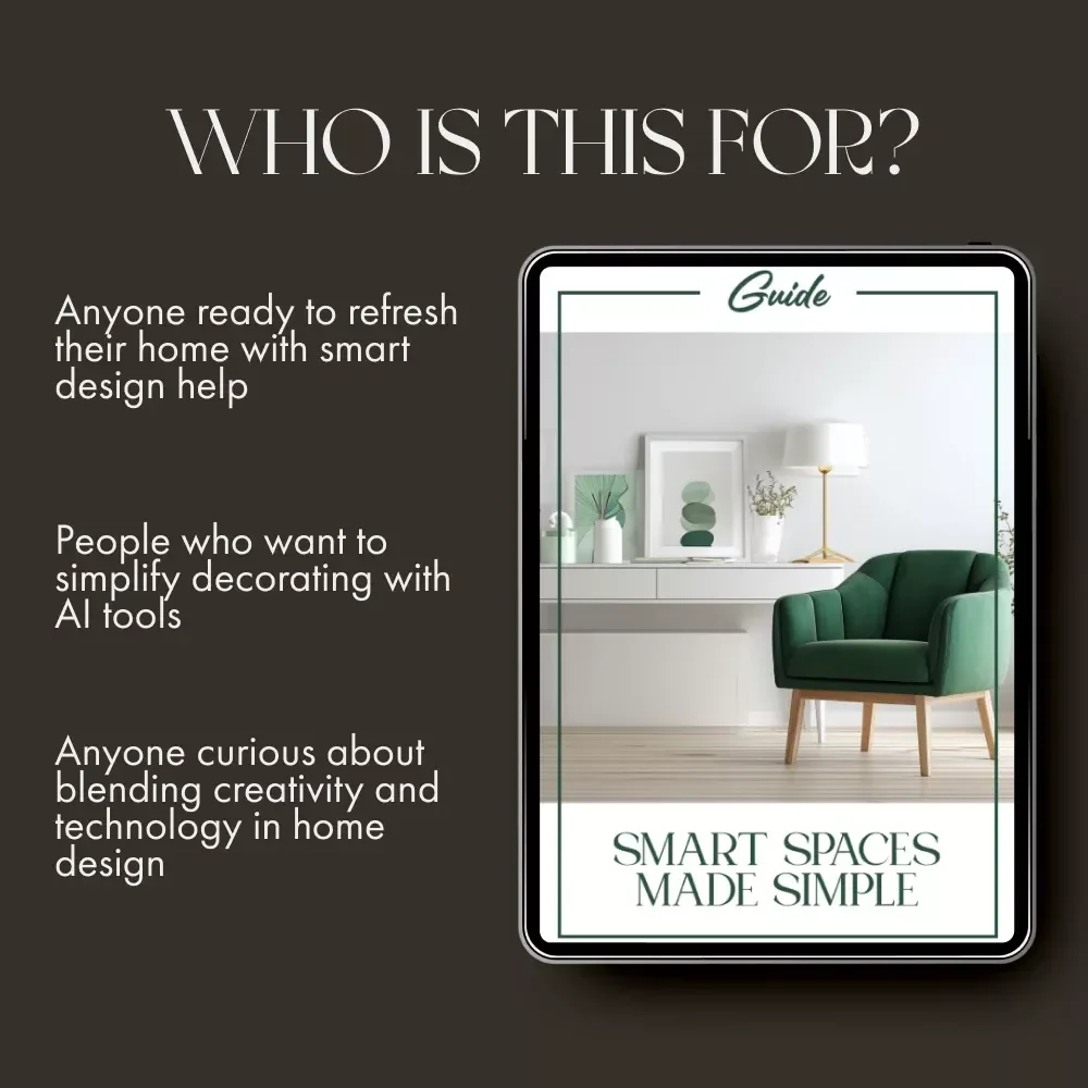 Smart Spaces Made Simple | AI Room Design Guide, Digital Download, Home Decor Planning eBook, Interior Design Checklist for Beginners, AI Interior Design Tutorial