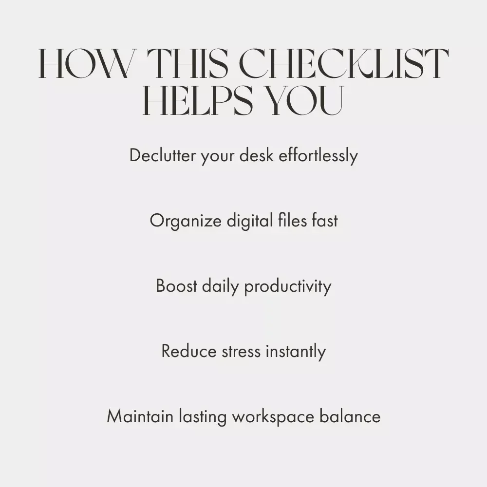 Workspace Reset Checklist | Printable Office Organization Guide | Digital Download for Decluttering, Productivity, and Focus