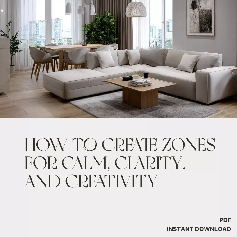 How to Create Zones for Calm, Clarity, and Creativity | Home Zoning eBook for Productivity, Relaxation & Focus | Digital Download Guide on How to Create Zones in Your Home
