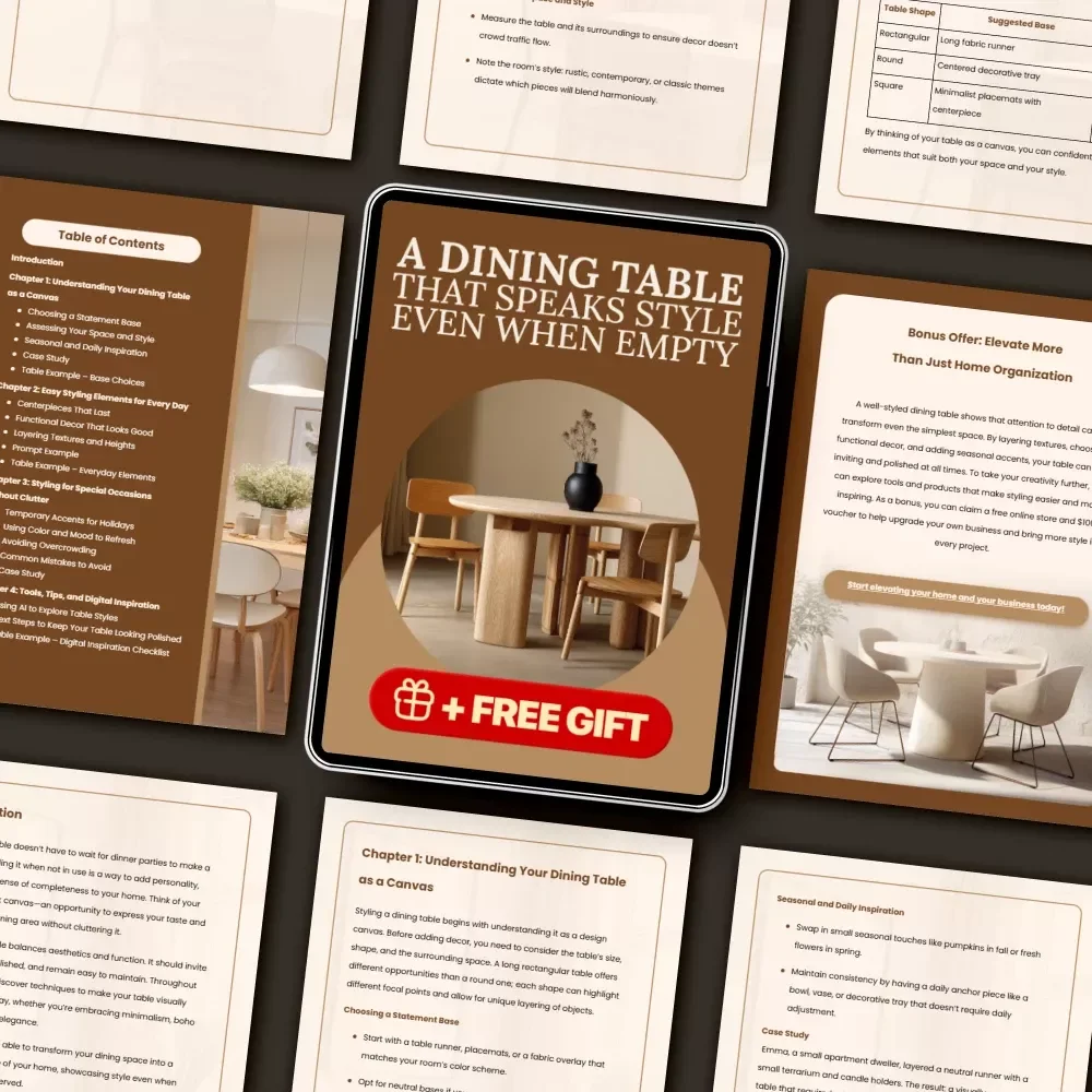 A Dining Table That Speaks Style Even When Empty | Digital Guide on How to Style a Dining Table When Not in Use | Home Decor Styling eBook for Effortless Everyday and Seasonal Looks