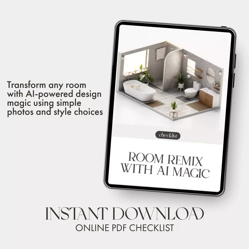Room Remix with AI Magic | Interior Design Checklist | How to Use AI to Suggest Furniture Arrangement | Digital Download Home Design Guide