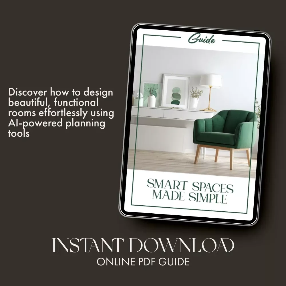 Smart Spaces Made Simple | AI Room Design Guide, Digital Download, Home Decor Planning eBook, Interior Design Checklist for Beginners, AI Interior Design Tutorial