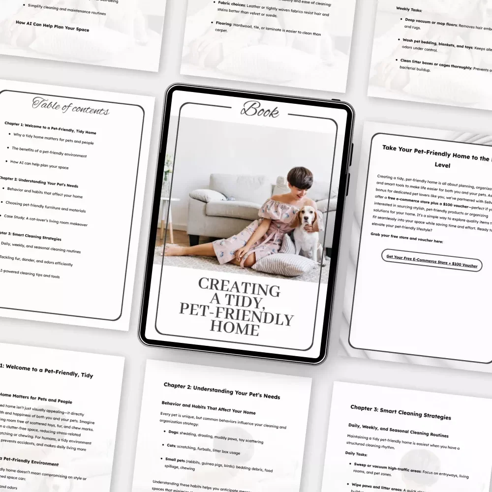 Creating a Tidy, Pet-Friendly Home | eBook Guide for Pet Owners | How to Create a Tidy Pet Friendly Home | Digital Download for Organized, Stylish Living with Pets
