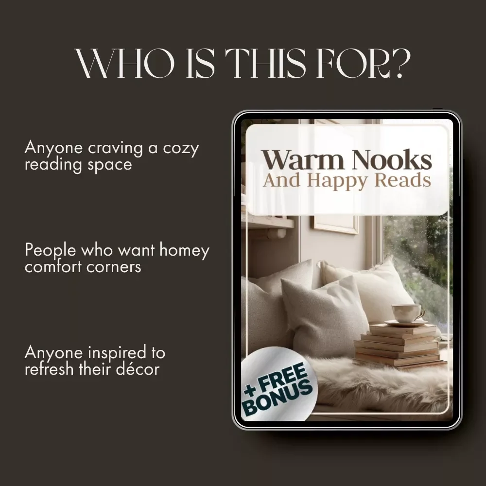 Warm Nooks and Happy Reads | Cozy Reading Corner eBook Guide | How to Make Reading Corner Cozy | Digital Home Décor Inspiration for Book Lovers