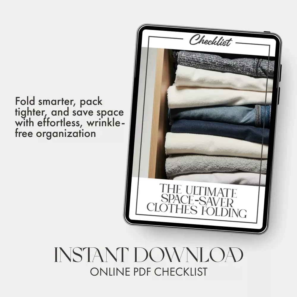 The Ultimate Space-Saver Clothes Folding Checklist | Digital Download Guide for How to Fold Clothes for Maximum Space | Travel, Closet & Drawer Organization Printable