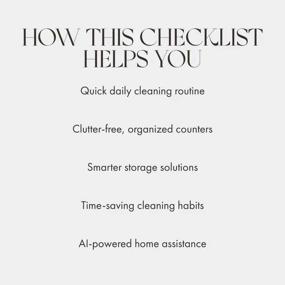 The Kitchen Counter Cleaning Checklist | Digital Download for Sparkling Surfaces | How to Keep Your Kitchen Counters Clear eBook & Printable Guide