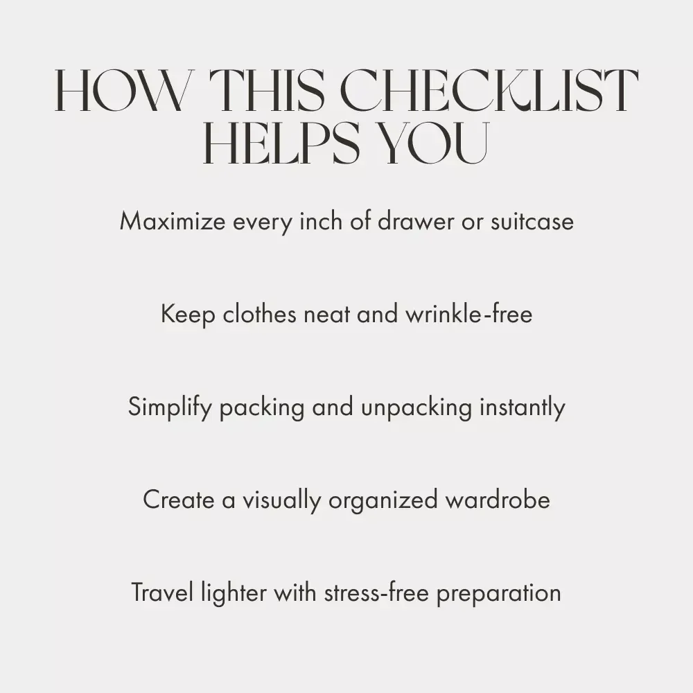 The Ultimate Space-Saver Clothes Folding Checklist | Digital Download Guide for How to Fold Clothes for Maximum Space | Travel, Closet & Drawer Organization Printable