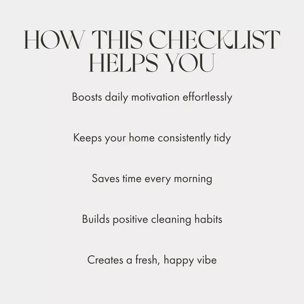 Your Fun, Fast Morning Cleaning Routine Checklist | Printable Home Organization Guide for a Fresh Start to Your Day | Digital Download for How to Create a Morning Cleaning Routine