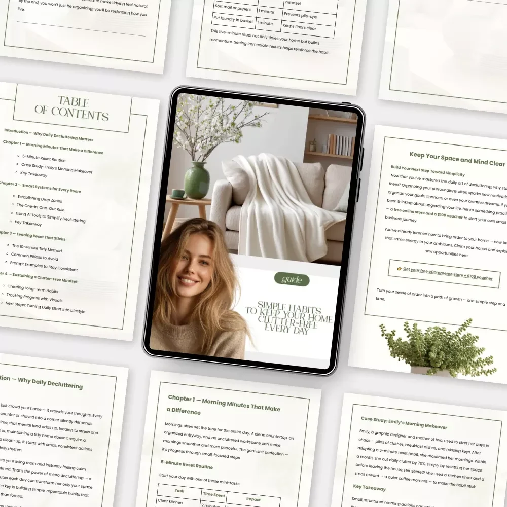 Simple Habits to Keep Your Home Clutter-Free Every Day | Printable Digital Guide | Simple Methods to Reduce Clutter Daily | Home Organization eBook
