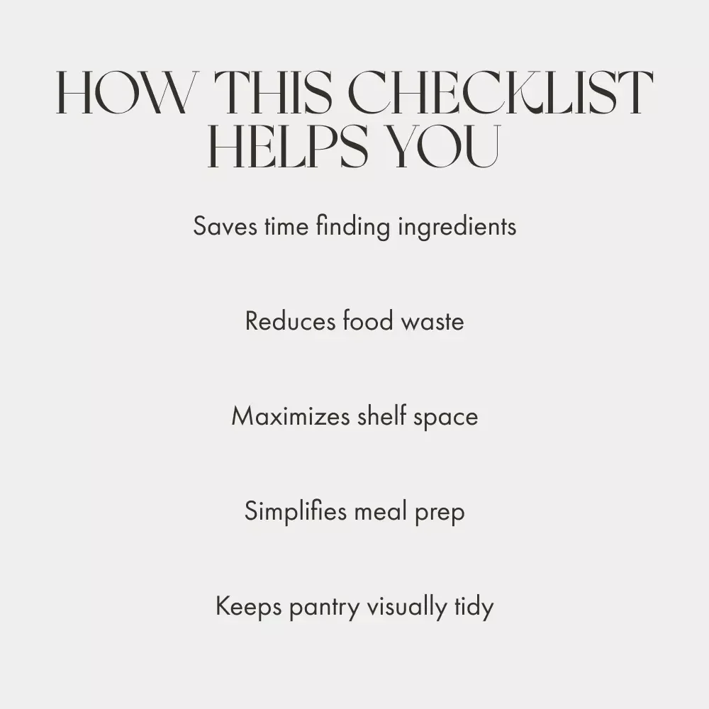 Low-Tech Pantry Organization Checklist | Printable Minimalist Guide for Easy, Clutter-Free Kitchen Storage | Digital Download for Simple, Low Tech Ways to Keep Pantry Organized