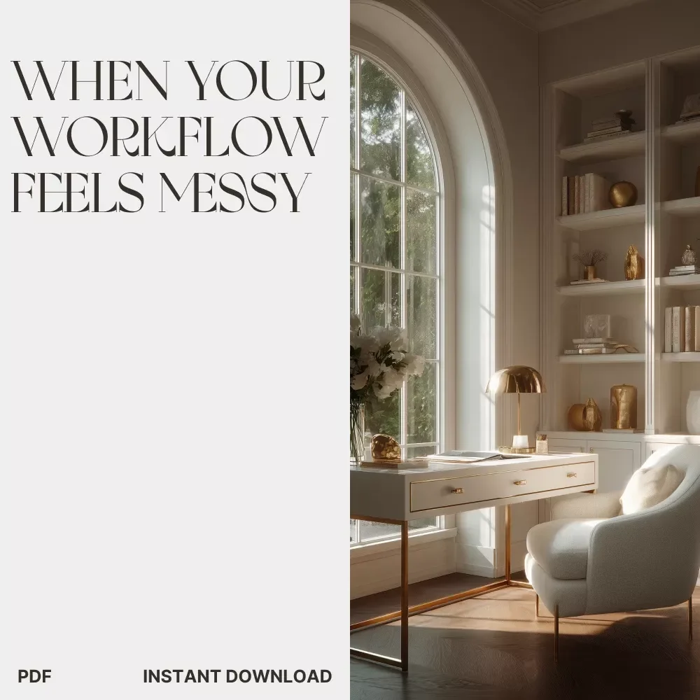 When Your Workflow Feels Messy | Digital Productivity Guide for Home Office Organization, AI Workflow Planner & Daily Routine Reset eBook | Printable PDF Download