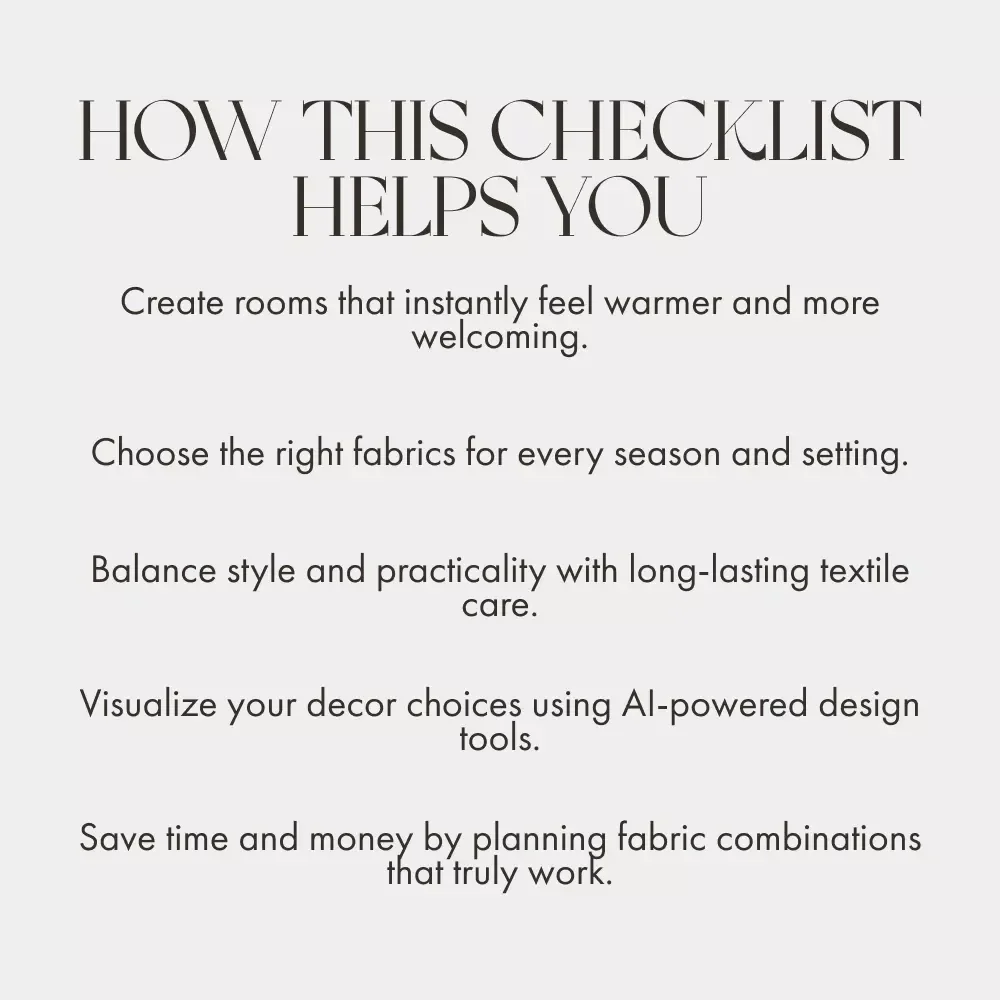 The Fabric Formula for Cozy Living | Printable Home Décor Checklist | Digital Download Guide for the Best Way to Use Fabrics for Cozy Home Styling
