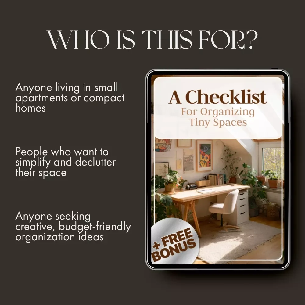 A Checklist for Organizing Tiny Spaces | Printable Home Organization Guide, Minimalist Decluttering Planner, Small Apartment Storage Ideas, Digital Download