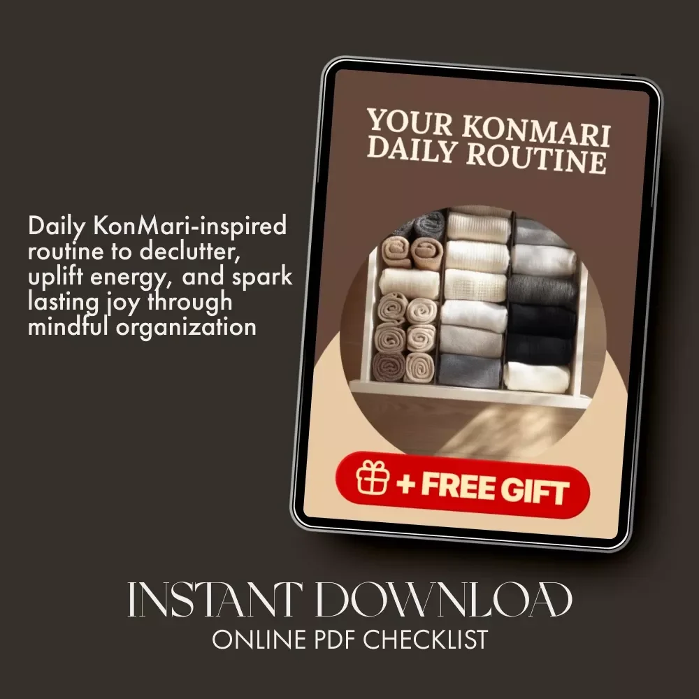 Your KonMari Daily Routine Checklist | Best Way to Follow KonMari Method Daily | Digital Download Minimalist Guide for Mindful Tidying and Joyful Living